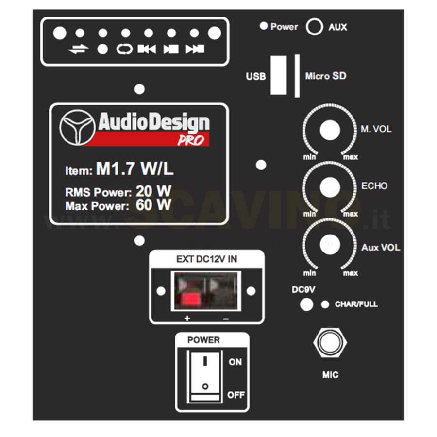 AUDIODESIGN M1 7 W/L Diffusore Attivo a Batteria