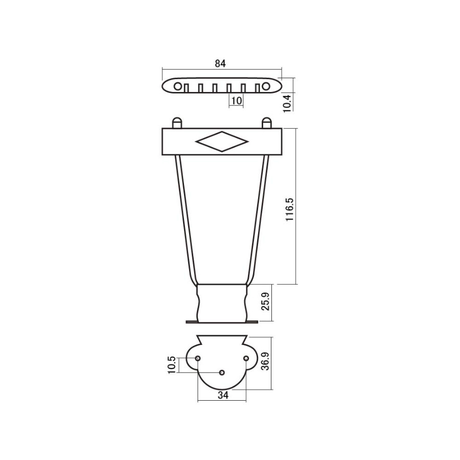 HOSCO SSG6CS Attaccacorde per Semi-Acustica Cromato