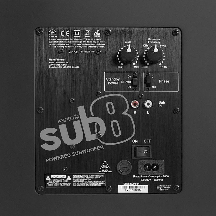 KANTO SUB8 SUBWOOFER ATTIVO NERO