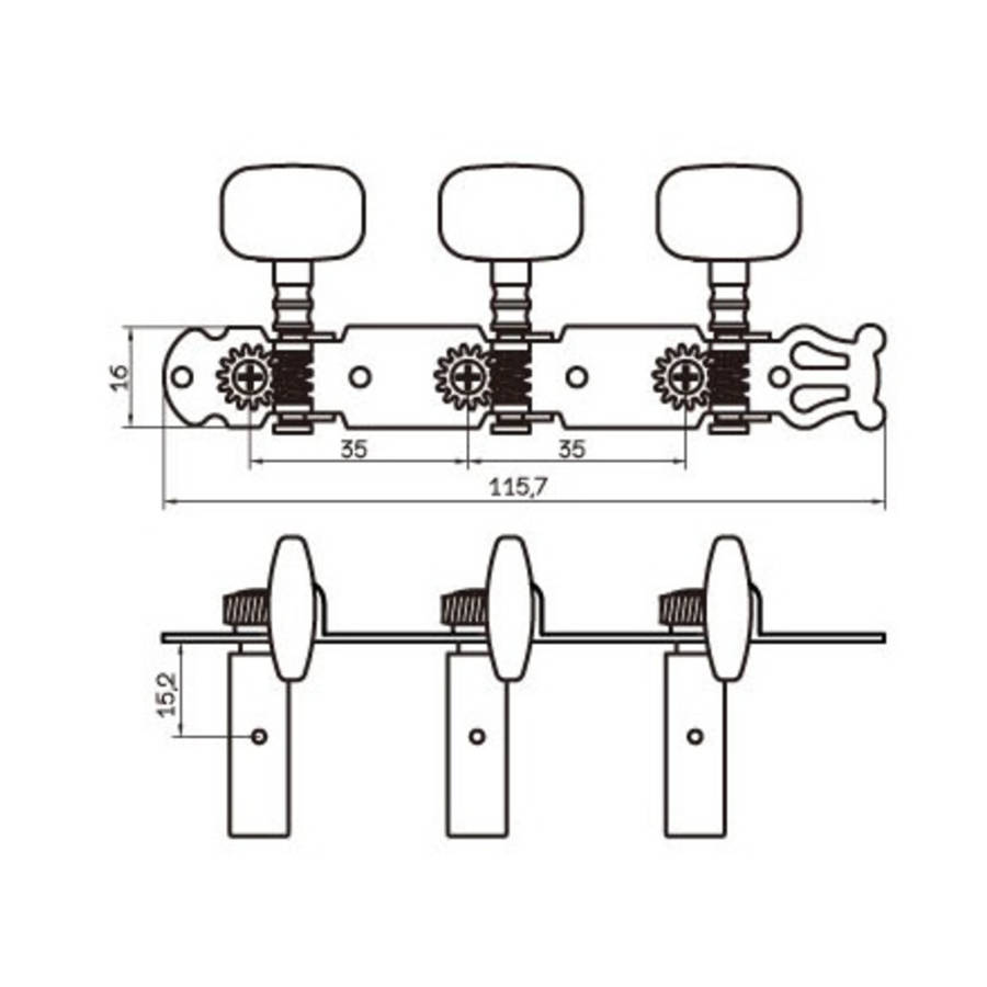 PARTS PLANET Mh C100 Ni - Set Meccaniche L1+r1 Per Chitarra Classica - Nickel