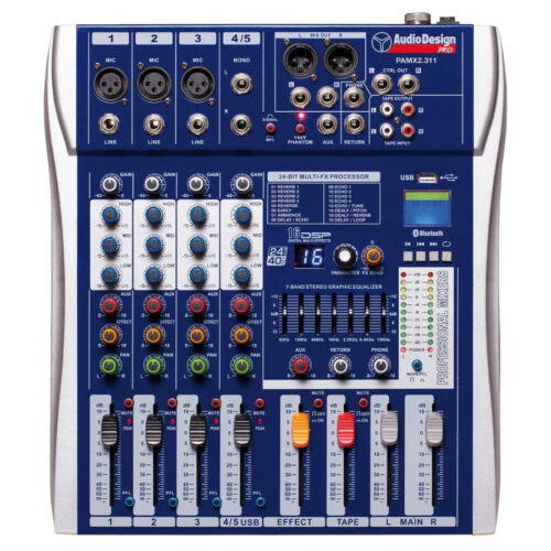 AUDIODESIGN PAMX2.311 Mixer Professionale 3+1+1 Canali Con Usb e Bluetooth